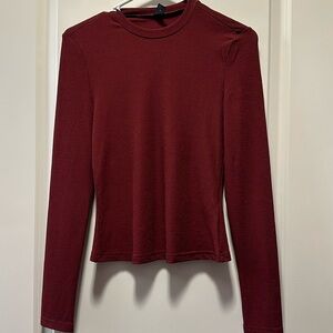 Women’s Burgundy Long Sleeve Mesh Shirt